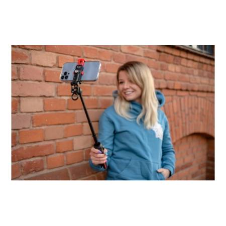 Fotopro SY-100 + SJ-86 Pro - mini statyw i selfie stick SY-100 + uchwyt do smartfona SJ-86 Pro - przykład użycia